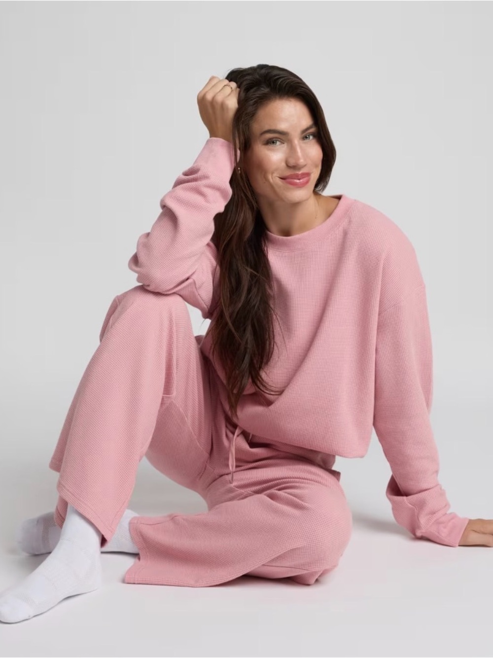Comfrt Waffle Long Sleeve & Lounge Set- Size Small